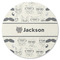 Hipster Cats & Mustache Round Coaster Rubber Back - Single