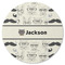 Hipster Cats & Mustache Round Rubber Backed Coaster (Personalized)