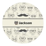 Hipster Cats & Mustache Round Decal - Large (Personalized)