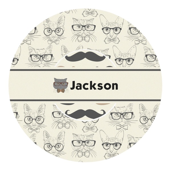 Custom Hipster Cats & Mustache Round Decal - Medium (Personalized)