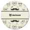 Hipster Cats & Mustache Round Fridge Magnet - FRONT