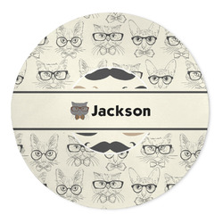 Hipster Cats & Mustache 5' Round Indoor Area Rug (Personalized)