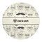 Hipster Cats & Mustache Round Indoor Rug - Front/Main