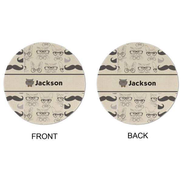 Hipster Cats & Mustache Round Linen Placemats - APPROVAL (double sided)