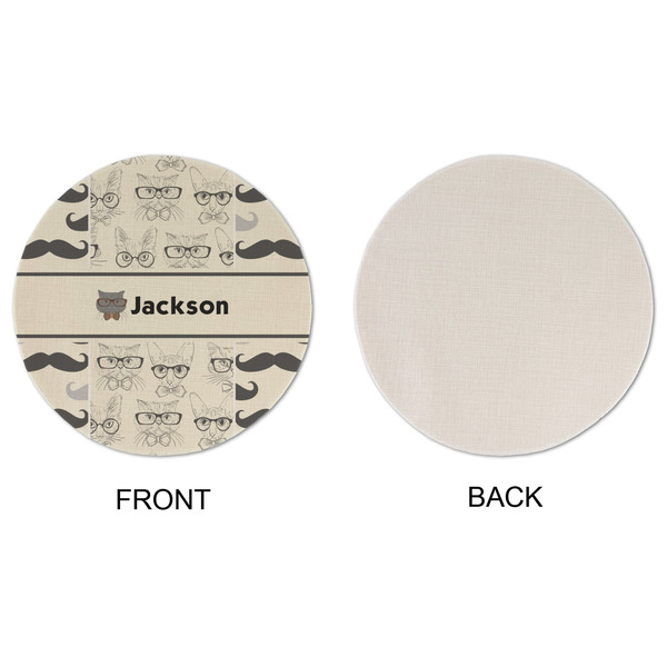 Hipster Cats & Mustache Round Linen Placemats - APPROVAL (single sided)