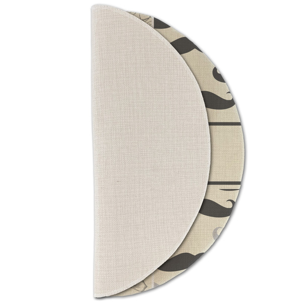 Hipster Cats & Mustache Round Linen Placemats - HALF FOLDED (single sided)