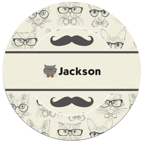 Hipster Cats & Mustache Round Mousepad - APPROVAL