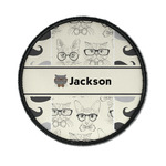 Hipster Cats & Mustache Iron On Round Patch w/ Name or Text