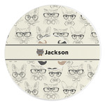 Hipster Cats & Mustache Round Stone Trivet (Personalized)