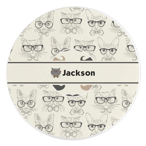 Custom Hipster Cats & Mustache Round Stone Trivet (Personalized)