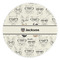 Hipster Cats & Mustache Round Stone Trivet - Front View