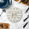 Hipster Cats & Mustache Round Stone Trivet - In Context View