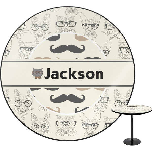 Custom Hipster Cats & Mustache Round Table - 30" (Personalized)
