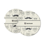 Hipster Cats & Mustache Sandstone Car Coasters (Personalized)