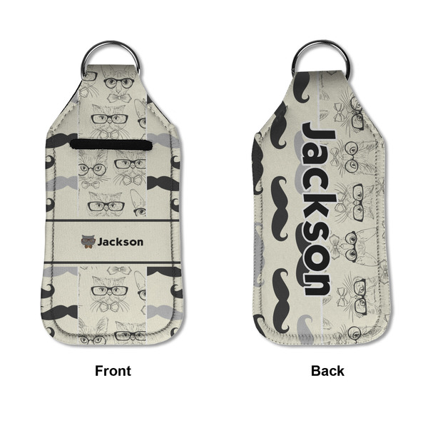 Hipster Cats & Mustache Sanitizer Holder Keychain - Large APPROVAL (Flat)