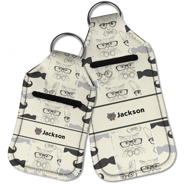 Hipster Cats & Mustache Sanitizer Holder Keychain - Parent Main