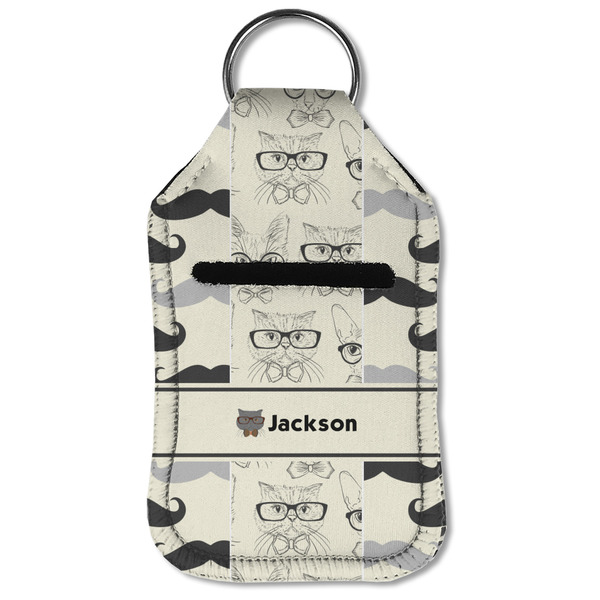 Hipster Cats & Mustache Sanitizer Holder Keychain - Small (Front Flat)