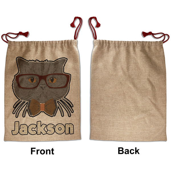 Hipster Cats & Mustache Santa Bag - Approval - Front