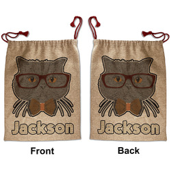 Hipster Cats & Mustache Santa Sack - Front & Back (Personalized)