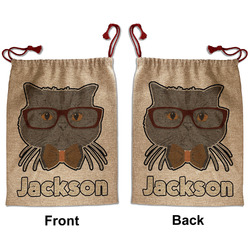 Hipster Cats & Mustache Santa Sack - Front & Back (Personalized)
