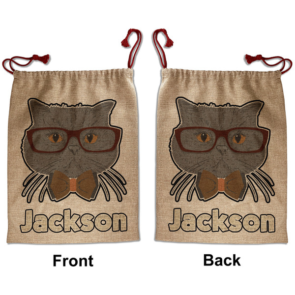 Custom Hipster Cats & Mustache Santa Sack - Front & Back (Personalized)