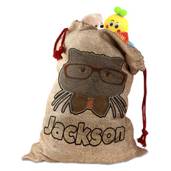 Hipster Cats & Mustache Santa Sack (Personalized)