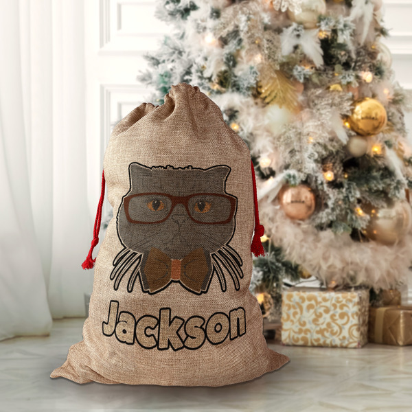 Hipster Cats & Mustache Santa Bag - Lifestyle