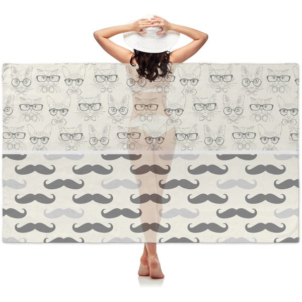 Custom Hipster Cats & Mustache Sheer Sarong