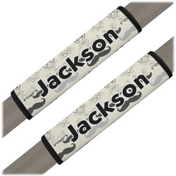 Hipster Cats & Mustache Seat Belt Covers (Set of 2) (Personalized)