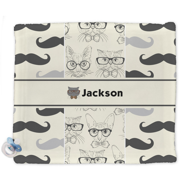 Custom Hipster Cats & Mustache Security Blanket - Single Sided (Personalized)