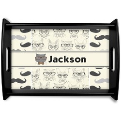 Hipster Cats & Mustache Wooden Tray (Personalized)