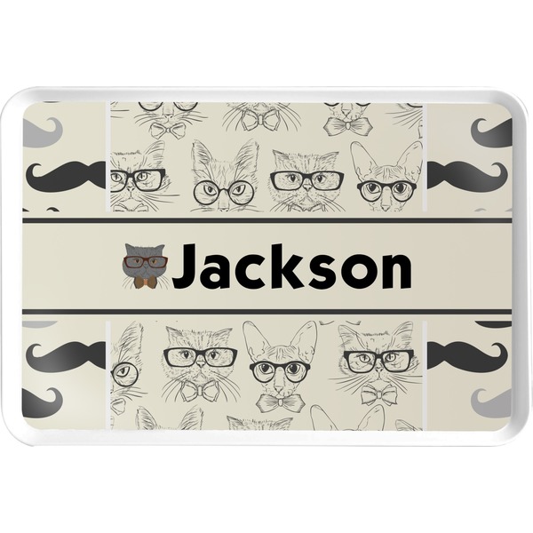 Custom Hipster Cats & Mustache Serving Tray (Personalized)