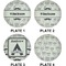 Hipster Cats & Mustache Set of Lunch / Dinner Plates (Approval)