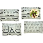 Hipster Cats & Mustache Set of 4 Glass Rectangular Lunch / Dinner Plate (Personalized)