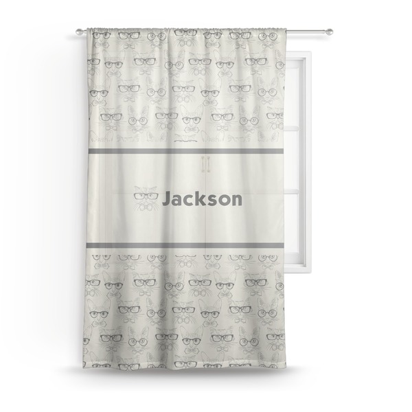 Custom Hipster Cats & Mustache Sheer Curtain (Personalized)
