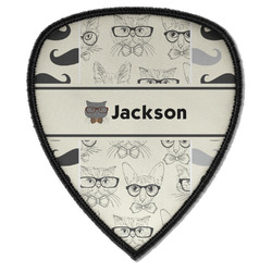 Hipster Cats & Mustache Iron on Shield Patch A w/ Name or Text