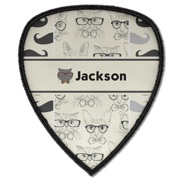 Custom Hipster Cats & Mustache Iron on Shield Patch A w/ Name or Text