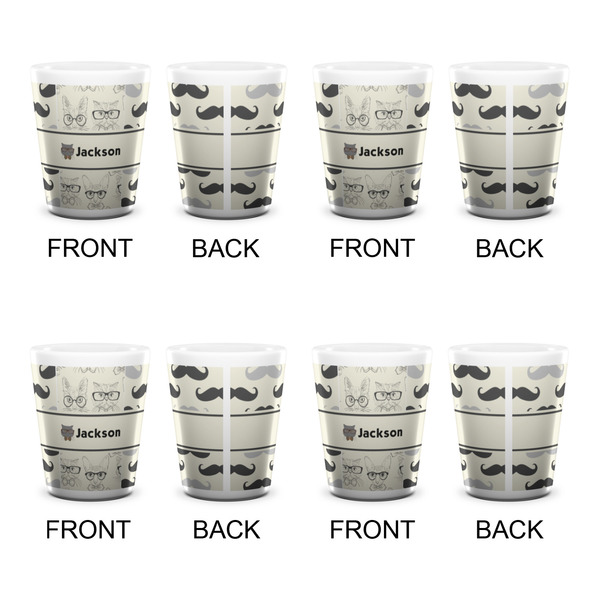 Hipster Cats & Mustache Shot Glass - White - Set of 4 - APPROVAL