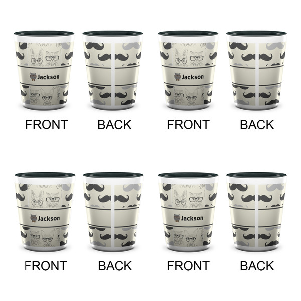 Hipster Cats & Mustache Shot Glassess - Two Tone - Set of 4 - APPROVAL