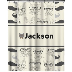 Hipster Cats & Mustache Extra Long Shower Curtain - 70"x84" (Personalized)