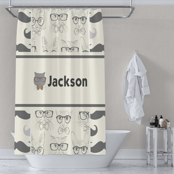 Hipster Cats & Mustache Shower Curtain Lifestyle