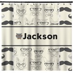 Hipster Cats & Mustache Shower Curtain (Personalized)