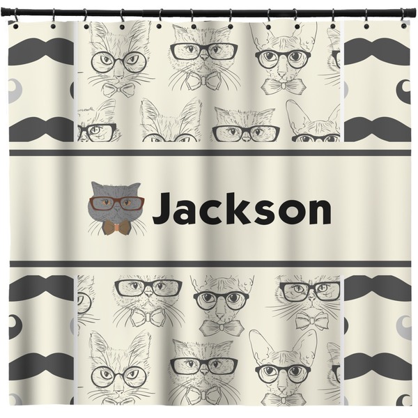Custom Hipster Cats & Mustache Shower Curtain - Custom Size (Personalized)