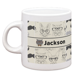 Hipster Cats & Mustache Espresso Cup (Personalized)