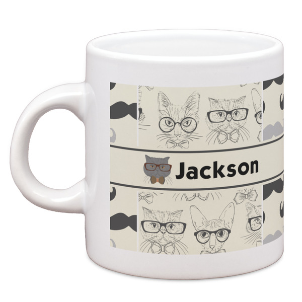 Custom Hipster Cats & Mustache Espresso Cup (Personalized)