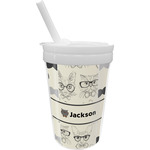 Hipster Cats & Mustache Sippy Cup with Straw (Personalized)