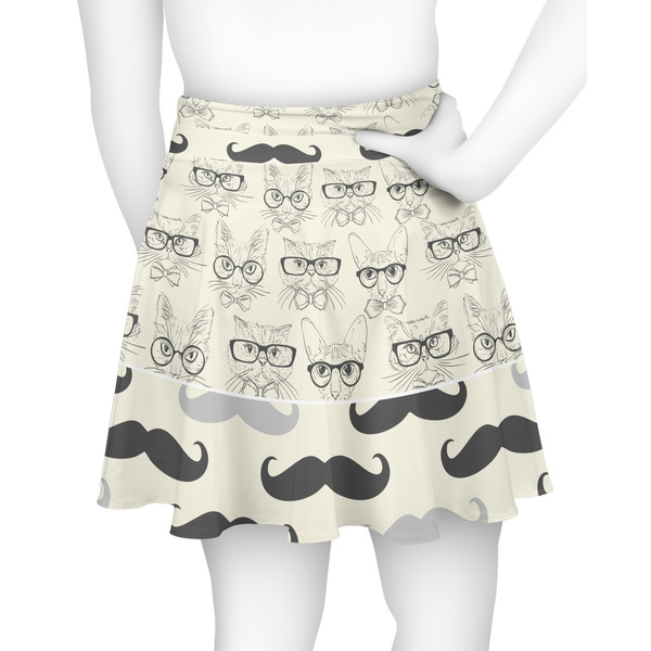 Hipster Cats & Mustache Skater Skirt - Back