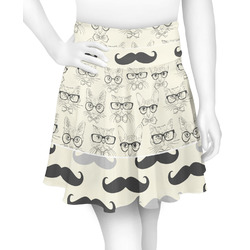 Hipster Cats & Mustache Skater Skirt - Small