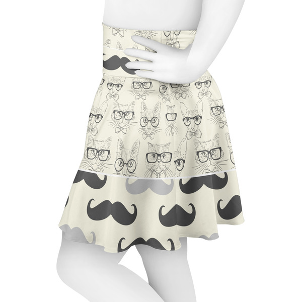 Hipster Cats & Mustache Skater Skirt - Side