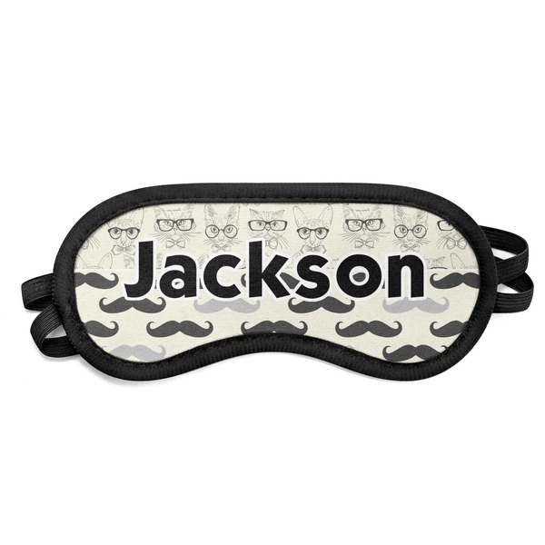 Custom Hipster Cats & Mustache Sleeping Eye Mask - Small (Personalized)